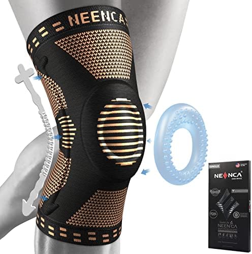 NEENCA Copper Knee Brace for Knee Pain, Professional Knee Support with Patella Pad & Side Stabilizers, Plus Size Compression Sleeve for Sport, Workout, Arthritis, ACL, Joint Pain Relief, Meniscus Tear