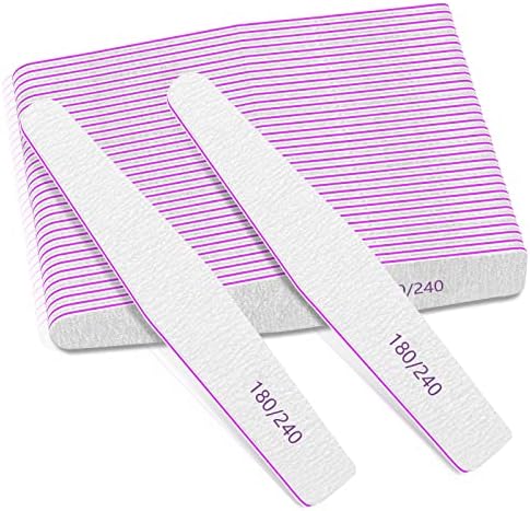 50 Pcs Nail File Set, Emery Board Nail Files for Natural Nails 180/240 Grit Nail File for Natural Nail Shaping Nail Filers Manicure Tools