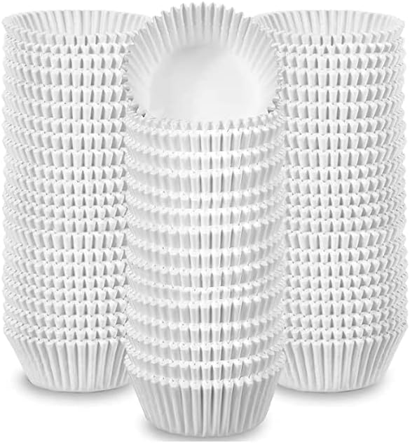 500 Jumbo Cupcake Muffin Liners 2 1/4" X 1 7/8" | Large Tall White Fluted Baking Cups Cupcake Liners