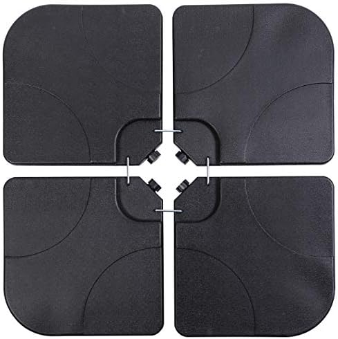 Sunnyglade 4PCS 176LB Square Shaped Water Or Sand Filled Umbrella Base Cantilever Offset Patio Market Umbrella Base Stand with U Locking (Black)