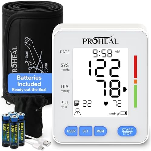 Blood Pressure Monitor for Home Use with Large Upper Arm Cuff - Automatic Talking Pulse and BP Machine with 240 Memory Recalls for 3 Users - Carrying Bag and Batteries Included, Backlit Digital LCD