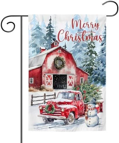 Merry Christmas Double Sided 12 x 18 Inch Yard Flag, Small garden flags for outside, Christmas Seasonal Flag for Outdoor Holiday Decorations