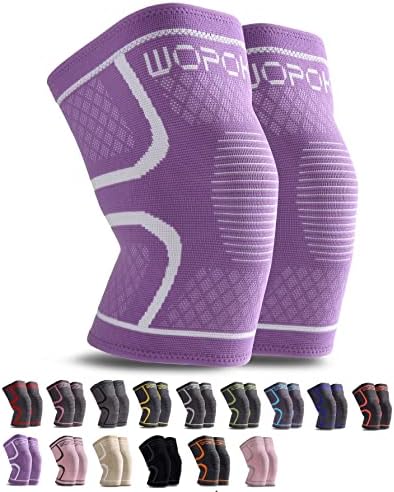 Knee Brace Sleeves for Weightlifting Working out, Knee Pain Relief for Meniscus Tear Arthritis ACL MCL (2 Pack)