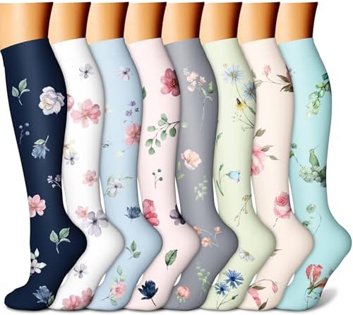 CHARMKING Compression Socks for Women & Men Circulation (8 Pairs) 15-20 mmHg is Best Support for Athletic Running,Hiking