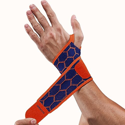 Sport Slim Wrist Wrap - Wrist Brace for Carpal Tunnel Relief, Neoprene-Free Compression Wrist Support for Workout, Adjustable Wrist Guards Fit Right Left Hand (Cobalt Bule, Pack of 1)