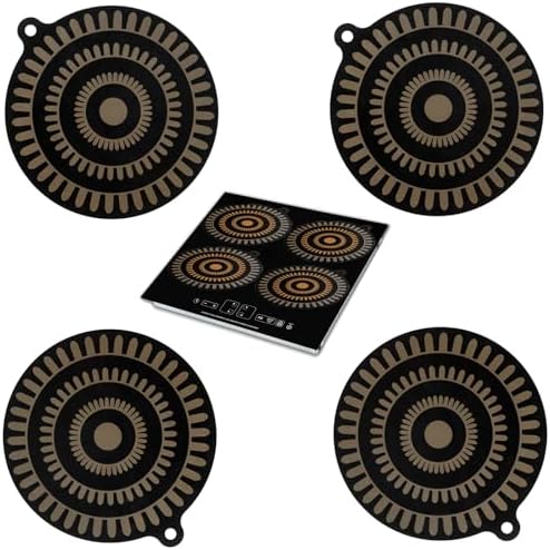 4 pcs Thermochromic Silicone Induction Cooktop Protect Mat, Silicone mat for Induction Cooktop,Induction Cooktop Protective Cover (9.5inches)