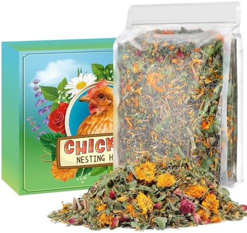 20 Oz Nesting Herbs for Chicken Coop - Natural Nesting Box Feed Herb in 6 Dried Flowers for Freshening Bedding Chicken Coop Dust Bath Increase Egg Production Great Gift