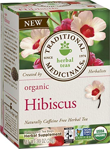 Traditional Medicinals Organic Hibiscus Herbal Tea, Supports Heart Health, (Pack of 2) - 32 Tea Bags Total