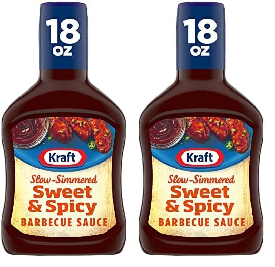Kraft Sweet & Spicy Slow-Simmered BBQ Barbecue Sauce (18 oz Bottle) (Pack of 2)