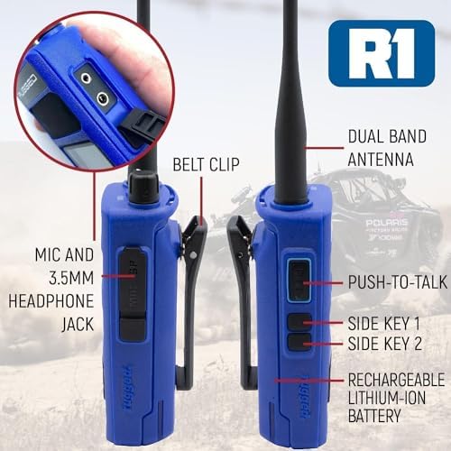Rugged Radios Two Way 5W Handheld Radio Walkie Talkie for Business Schools Churches Construction - Features Digital and Analog Capabilities Long Range Antenna Dual Band VHF UHF and USB Charger (R1)