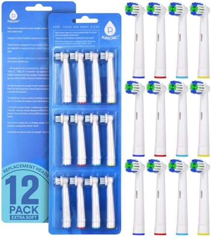 Replacement Toothbrush Heads Refill for Oral-B Braun – Compatible with Oral-B 7000, Pro 1000, 3000, 5000, 8000, 9600 Electric Toothbrush – Extra Soft Bristles – Pack of 12