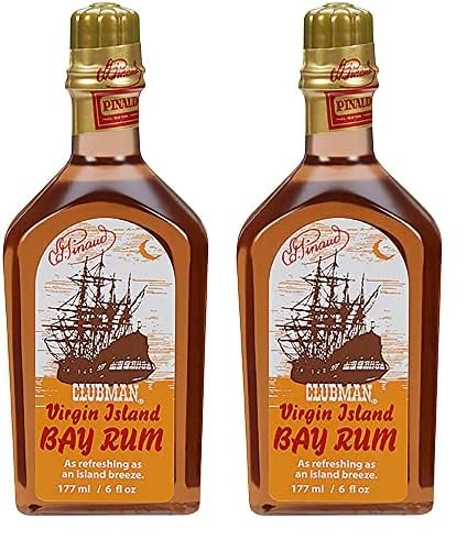 Clubman Pinaud Virgin Island Bay Rum Shave Cologne, After Shave Fragrance, 6 fl oz (Pack of 2)