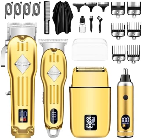Hair Clippers for Men, Professional Beard Trimmer Mens Shaver Electric Razor Nose Trimmer Kit, Cordless Barber Clippers and Trimmers Set, Hair Cutting Kit, Shaving Machines for Men Grooming Gifts