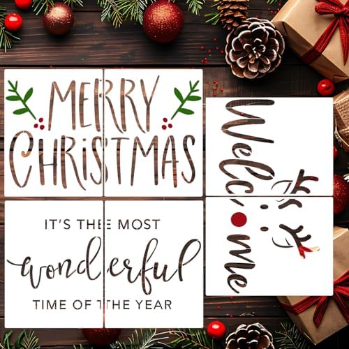 Christmas Doormat Stencils 27"x17" Large Christmas Stencils for Door Mats Holiday Stencil for Painting on Wood Doormat Canvas Window Glass Decor