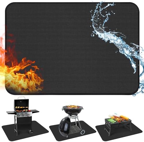 48×30 Inch Under Grill Mats for Outdoor Grill, Hearth Rugs for Fireplaces Fire Resistant, Gas and BBQ Grill Oil-Proof Water-Proof Protector for Decks, Patios and Indoor Grill