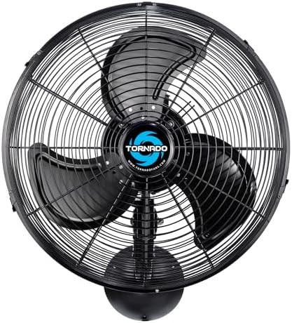 Tornado 16-Inch Pro Series Waterproof Outdoor Oscillating Wall Mount Fan – Heavy-Duty High-Velocity Metal Fan for Industrial, Commercial, Residential, and Greenhouse Use – UL Safety Listed