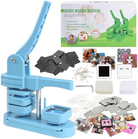 Goodcrafter Fridge Magnet Button Maker Machine,2-in-1 Fridge Magnet & Button Maker Machine, 50mm/1.97 inch Square Magnets Badge Maker Machine with 550 Free Parts (Includes 50 Pins)
