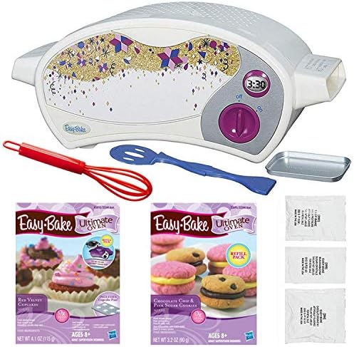 Easy Bake Oven Ultimate Star Edition + Red Velvet Cupcakes Refill + Chocolate Chip and Pink Sugar Cookies Refill + Mini Whisk