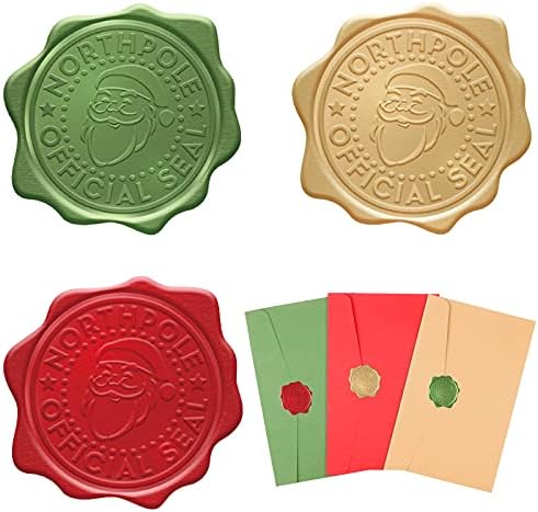 Outus 540 Pieces Christmas Wax Seal Stickers Flat Stickers Vintage Christmas Holiday Envelope Seal Sticker Santa Northpole Official Wax Seal for Party Favors, Invitations, Greeting Cards
