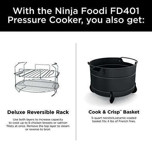 Ninja FD401 LP3 Foodi 12-in-1 Deluxe XL 8 qt. Pressure Cooker & Air Fryer that Steams, Slow Cooks, Sears, Sautés, Dehydrates & More, with 5 qt. Crisper Basket, Reversible Rack & Recipe Book, Silver