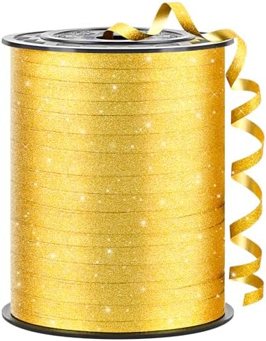 500 Yards Glitter Gold Curling Ribbon-Balloon String-Balloon Ribbon Shiny Roll for Party Decoration, Gift Wrapping, Christmas, Art Crafts