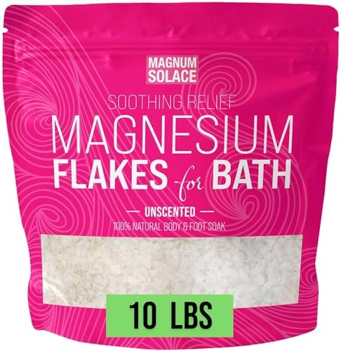 Magnesium Flakes for Bath - Magnesium Chloride Flakes Organic Pure - Unscented, 10 LBS