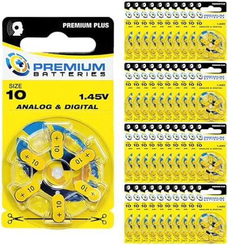 Size 10 PR70 1.45V Hearing Aid Battery Yellow Tab (240 Batteries)