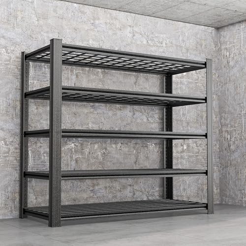 Garage Shelving, Heavy Duty 5-Tier Wire Shelving Unit, 72" H x 48" W x 24" D, 2500 lbs Load Capacity Storage Shelves, Adjustable Metal Shelves for Garage, Kitchen, and Pantry Storage