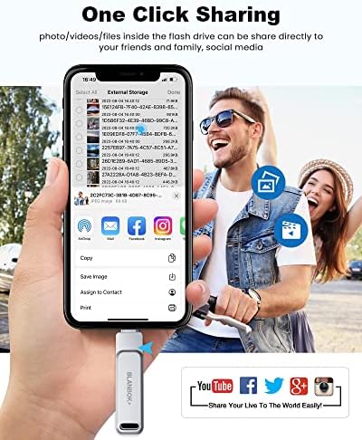 MFi Certified 128GB Photo Stick for iPhone Flash Drive,USB Memory Stick Thumb Drives High Speed USB Stick External Storage Compatible for iPhone/iPad/Android/PC