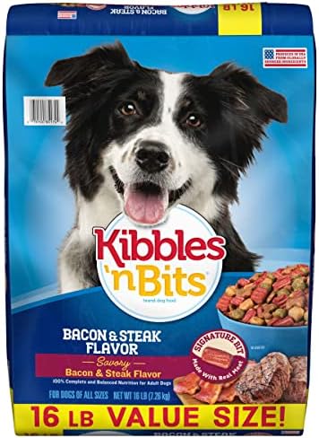 Kibbles 'n Bits Savory Bacon & Steak Flavor Dry Dog Food, 16 lb. Bag