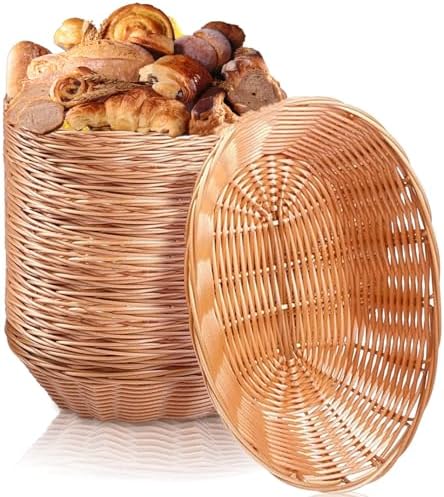 16 Pack Plastic Small Gift Baskets, Oval Wicker Bread Basket for Party, 9 x 6.5 x 2.48 Inch Empty Tabletop Fruit Vegetables Serving Baskets for Wedding, Mother's day, Christmas, Restaurant