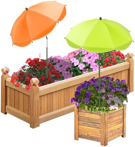 2 Pack Upgraded Plant Umbrellas for Outdoor Plants, 26" Larger Garden Plant Umbrella Shade with Adjustable Angle, 43.4" Higher Sun Shade for Plants, Potted Plant, Garden Beds (Green, Orange)