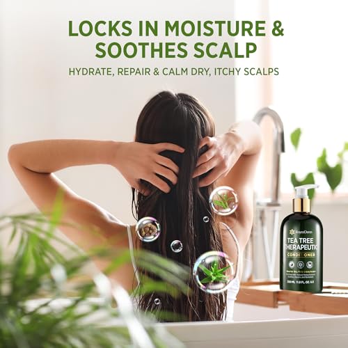 RoyceDerm Tea Tree Therapeutic Conditioner: Hydrating Conditioner for Itchy, Flaky Scalp - Soothing Botanical Formula with Tea Tree, Aloe, Camellia Seed Oil, Paraben & Sulfate Free