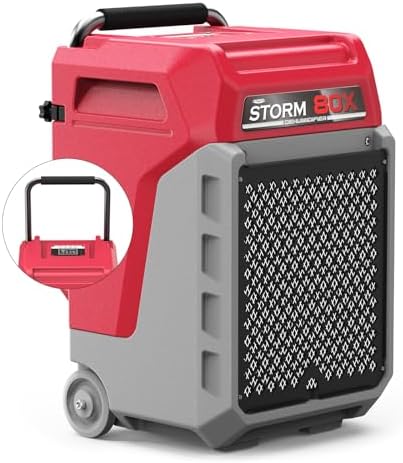 ALORAIR 170 PPD Commercial Dehumidifier with Pump, 2,100 Sq.Ft Space Cover Industrial Use Portable Dehu, with Wheels, Fit for Water Damage Restoration, Carpet Drying, Basement, Garage, Storm 80X Red