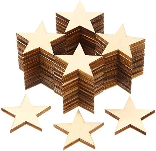 300 Pieces Wooden Stars Shape Unfinished Wood Stars Pieces Blank Wooden Cutouts Ornaments for Craft and Christmas Decoration(1 Inch)