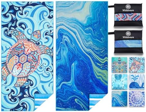 2 Pack Microfiber Lightweight Beach Towel Sand Free Quick Dry Absorbent Thin Compact Towels for Swimming Pool Camping Beach Accessories Large Easy Pack Travel Things for Vacation Essentials Gift