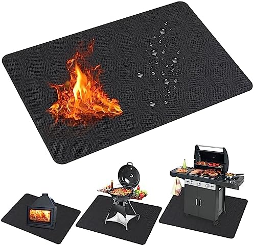 70 x 48 inches Under Grill Mats for Outdoor Grill, Easy to Clean Reusable Grill Mat for Deck, Double-Sided Fire Resistant,Water Resistant and Oil Proof, Fit for Indoor Fireplace Mat Fire Pit Mat