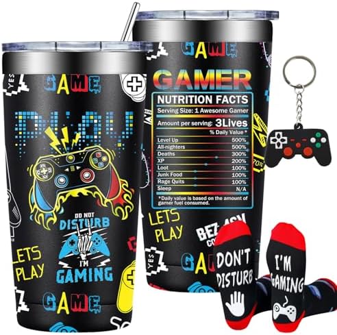Gamer Gifts - Gifts for Gamers Men - Gaming Gift for Men, Teenage, Teen Boys, Boyfriend - Christmas Birthday Gift Set for Gamer - 20oz Gaming Tumbler