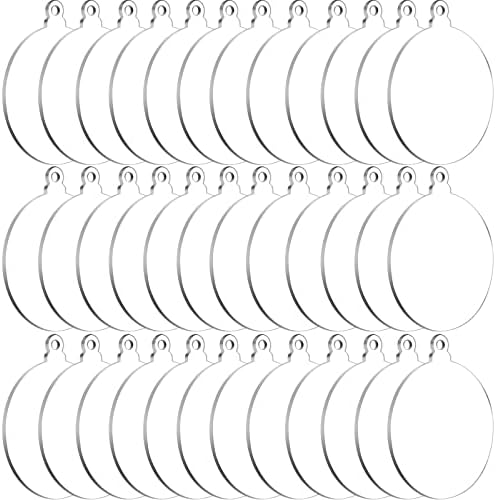 3" Acrylic Ornament Blanks, Acejoz 36Pcs Clear Round Acrylic Christmas Ornament Blanks with Hole for Craft, DIY Keychain and Vinyl Projects(2mm, 3 inches)