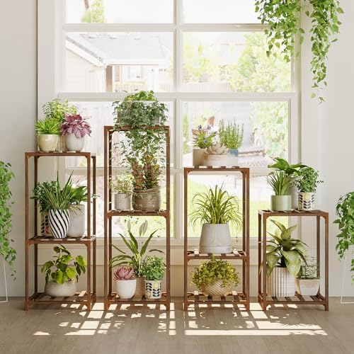 4 Sets of Package Plant Stands Combo Indoor Outdoor Plants Stands for Living Room Balcony Garden