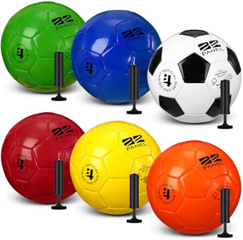 6 Pcs Operation Christmas Soccer Ball Bulk with Pump Needles, Official Deflated Soccer Ball Gift for Youth Adult Game Training Practice Christian Charity Donation