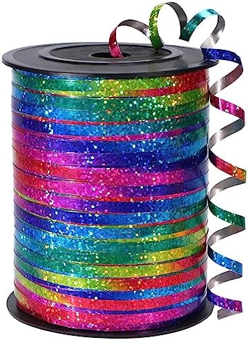 500 Yard Rainbow Ribbon Curling, Balloon Ribbon-Balloon String, Shiny Metallic Curly Roll for Gift Wrapping Ribbon for Wedding, Birthday Decoration, Baby Shower, Christmas
