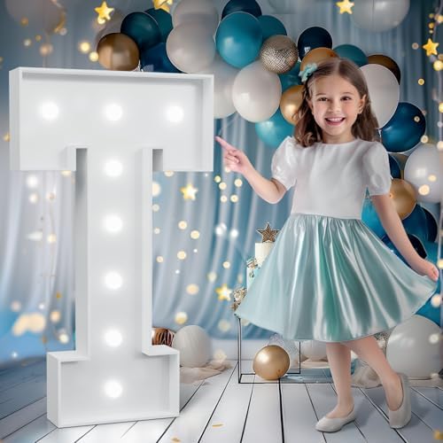 Marquee Letters 3 Feet Tall, Cool White Light Up Letters T, Large Marquee Letter for Birthday Anniversary Graduation Party Decoration, Marry Me Light Up Letters for Wedding（DIY Kits）