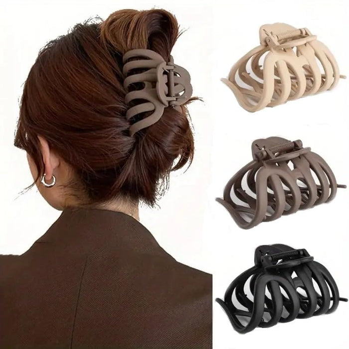 3Pack Octopus Claw Clips, Jaw Clips for Styling 3.8" Large Hair Claw Clips for Women, Strong Grip Non-slip Jaw Clips for Thick Hair (Natural Color)
