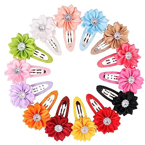 14Pcs Baby Flower Barrette,Ribbon Flower Hair Clips Chiffon Flower Barrettes Suitable for Baby,Girl,Toddlers Hair Accessories (Random Color)