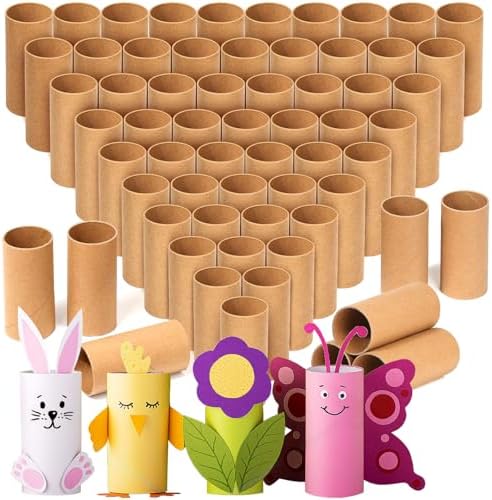 MAPVOLUT 60 PCS Craft Toilet Paper Rolls 3.94"x1.57", Thick Cardboard Tubes for Kids Crafts, Brown Craft Paper Towel Rolls for School Projects, Halloween, Thanksgiving, Christmas, Birthday Gift