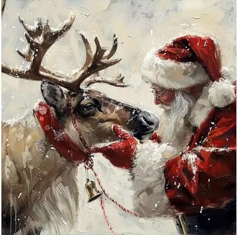 cviokrdu Christmas Paint by Numbers Kit for Adults - Santa Claus Adult Paint by Number Kits on Canvas, DIY Christmas Elk Oil Painting for Gift Home Wall Decor (16x16inch)