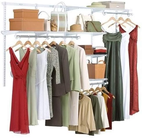 Rubbermaid Configurations Custom Closet Kit, 4-8 Ft. Adjustable Metal Wire Shelving, White Finish, Expandable Organization System, Hardware Included, for Home Closet/Pantry/Laundry/Mudroom
