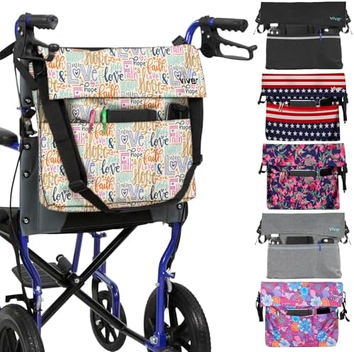 Vive XL Wheelchair Accessories Bag - Waterproof, Scratch-Resistant, Double-Stitched, Machine Washable for Adults, Seniors, 15 Colors - Storage Walker Backpack to Hang on Back of Wheel Chair
