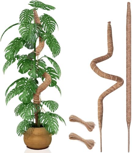 2 Pack 28 Inch Moss Pole, Bendable Moss Pole for Plants Monstera, Tall Moss Poles for Climbing Plants Indoor, Large Moss Pole Support, Garden Trellis Stick Stakes for Potted Plants